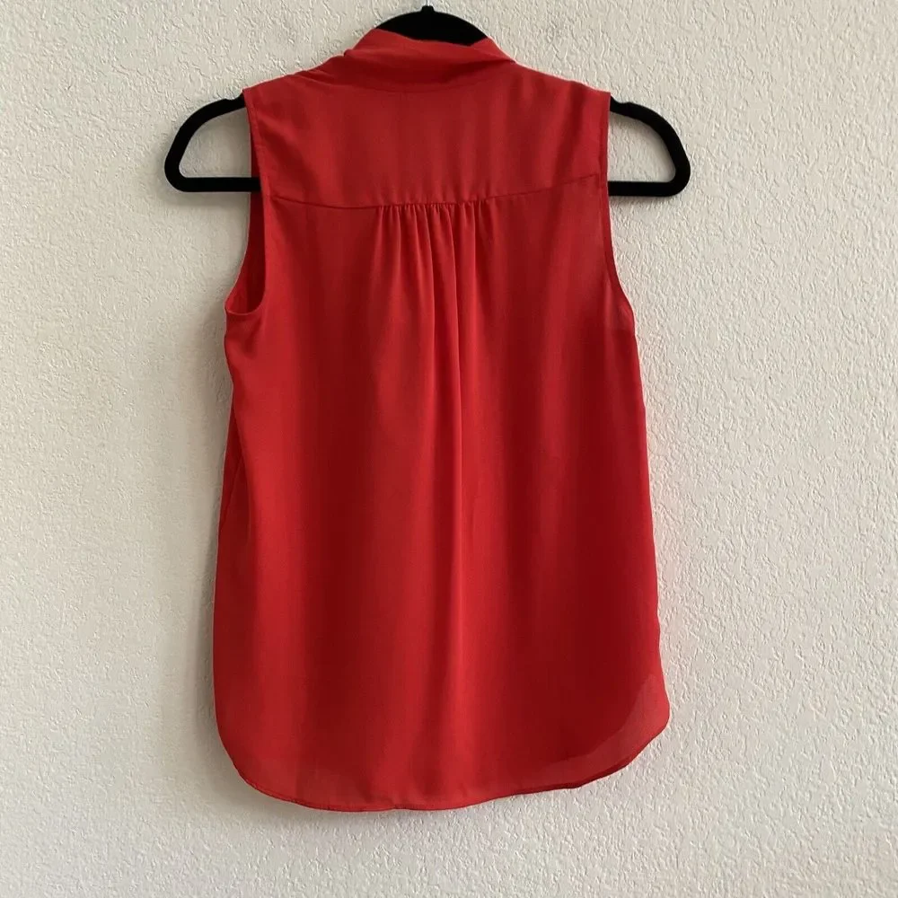 J Crew Women’s XSP Drapey Tie-Neck Sleeveless Top‎ Bright Cerise Red Blouse